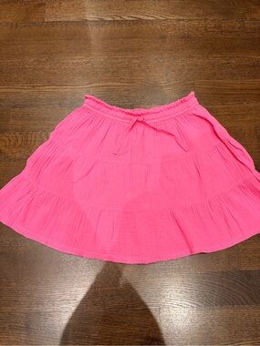aerie Hot Pink Tiered Cotton Skater Skirt